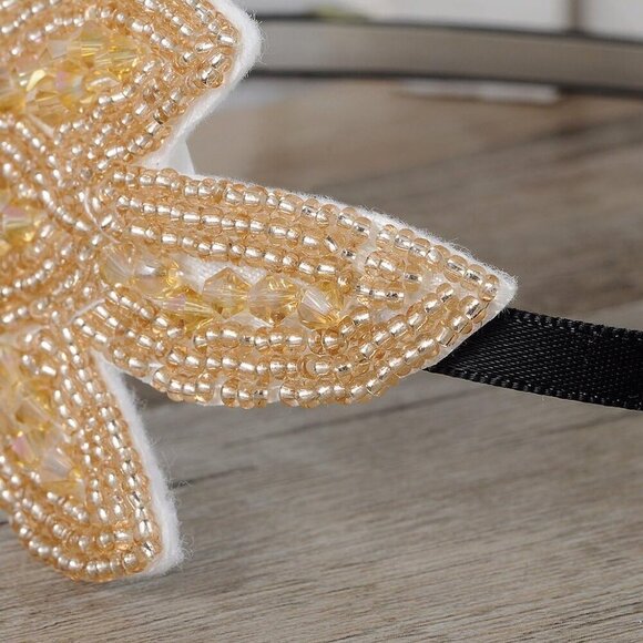Vintage 1920s Floral Leaf Beaded Headband Elastic Fit for Retro Occasions main image 6